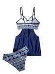 Geometric Cut-Out Tankini Bikini Set for Women