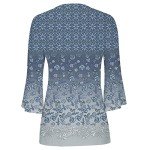 Deals of The Day Lightning Deals 3/4 Sleeve Shirts for Women Loose Fit Pleated Tops Floral Printed Graphic Tees V Neck Trendy Tops Cute Casual Work Blouses