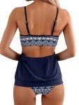 Geometric Cut-Out Tankini Bikini Set for Women