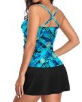 Talisea Women's Blue Leaf Tankini Swimsuit Set