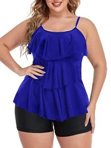 Plus Size Ruffle Tankini Swimsuit with Shorts