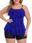 Plus Size Ruffle Tankini Swimsuit with Shorts