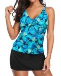 Talisea Women's Blue Leaf Tankini Swimsuit Set