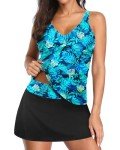 Talisea Women's Blue Leaf Tankini Swimsuit Set
