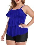 Plus Size Ruffle Tankini Swimsuit with Shorts