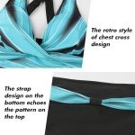 Blue Striped High-Waisted Two-Piece Swimsuit Set