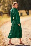 Dark Green Midi Dress with Long Sleeves