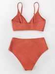 CUPSHE Women's High Waisted Bikini Set - Brick Red