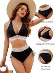 High Waisted Color Block Bikini Set for Women