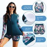 Ladies Long Sleeve Swimsuit with Tummy Control
