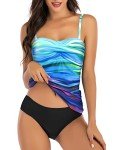 CORTUBO Women's Twist Bandeau Tankini Swimsuit Set