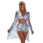 BOVOSHA Women's Floral Bikini Set with Cover Up
