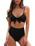 Black High Waisted Tie Knot Bikini Set