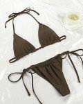 Brown Halter Bikini Set with Cheeky Thong