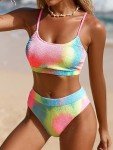 CUPSHE Women's Candy Rainbow High Waisted Bikini Set