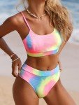 CUPSHE Women's Candy Rainbow High Waisted Bikini Set