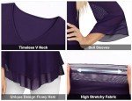 Viracy Dressy Blouses for Women V Neck 3/4 Flared Sleeve Double Layers Elastic Mesh Chiffon Tops for Wedding Guest, Buniess Casual Wear Modlily-Purple, XL