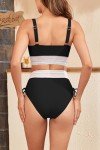 Color Block High Waisted Bikini Set for Women