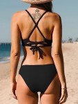 CUPSHE Women's Black Two Piece Bikini Set