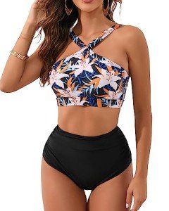 Santulu Women's High Waisted Tummy Control Bikini Set