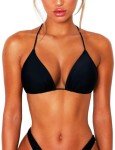 OZICERD Women's Halter Triangle Bikini Top - Black