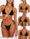 OZICERD Women's Halter Triangle Bikini Top - Black
