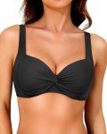 Yonique Black Push-Up Underwire Bikini Top, X-Large