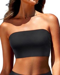 Strapless Black Bandeau Bikini Top for Women