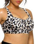 Plus Size Leopard Push-Up Bikini Top for Women