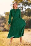 Dark Green Midi Dress with Long Sleeves