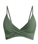 Olive Green Twist Front V Neck Bikini Top