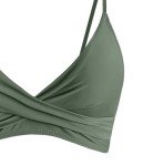 Olive Green Twist Front V Neck Bikini Top