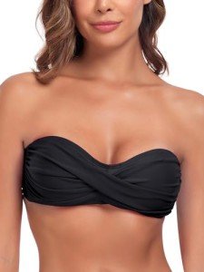Plus Size Black Bandeau Bikini Top for Women