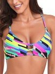 Neon Striped Women’s Lace-Up Bikini Top