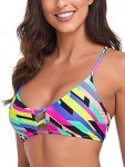 Neon Striped Women’s Lace-Up Bikini Top