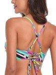 Neon Striped Women’s Lace-Up Bikini Top