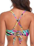 Neon Striped Women’s Lace-Up Bikini Top