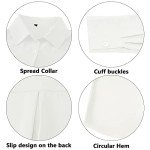 YAMANMAN Women's Button Down Shirt Classic Long Sleeve Collared Tops Work Office Chiffon Blouse
