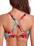 Neon Striped Cutout Bikini Top for Women