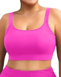 Hot Pink Plus Size Push Up Sports Bra Top