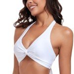 Ocean Blues Twist Front White Bikini Top for Women