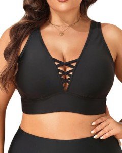 Plus Size V Neck Swim Bra Bikini Top