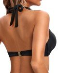 Black Halter Bikini Top with Padding for Women