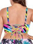 Plus Size Neon Striped Bikini Top for Women