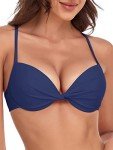 Twist Front Underwire Push Up Bikini Top - Navy