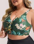 Green Plus Size Twist Front Bikini Top for Women
