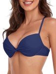 Twist Front Underwire Push Up Bikini Top - Navy