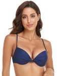 Twist Front Underwire Push Up Bikini Top - Navy