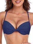 Twist Front Underwire Push Up Bikini Top - Navy
