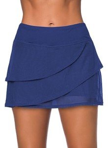 Aleumdr Women's Layered Bikini Swim Skirt - Blue